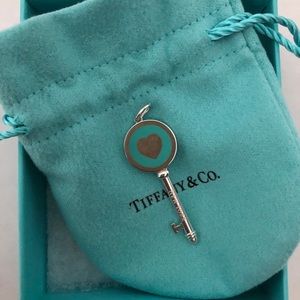 Tiffany co. Blue Enamel Key Pendant Silver